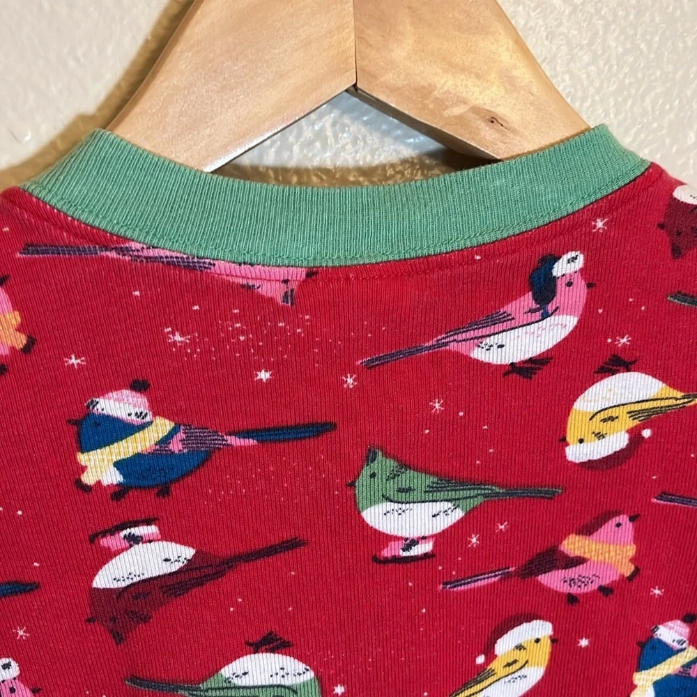 Hanna Andersson Red Bird Holiday Organic Cotton Footed Pajamas